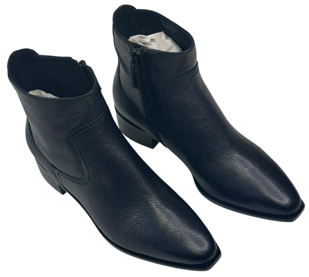 COLE HAAN Naia Black Leather Ankle Boots Womens Size 6.5B Side Zip New $200